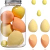Beautiflame 7Pcs Blender Makeup Sponge Set with Decorative Reusable Floral Container.