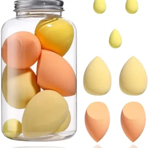 Beautiflame 7Pcs Blender Makeup Sponge Set with Decorative Reusable Floral Container.