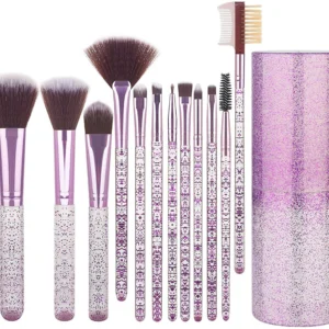 Pink Glitter Makeup Brush 12pcs With Box (Pack of 12)
