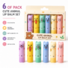 New Cute Cat Design Lip Balm, Moisturizing and Hydrating Pink Lips Assorted Natural Fruit (Pack of 6)
