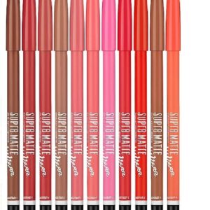 Pencil Lipliner Set Waterproof & Smudgeproof Multicolor Lipliner 12pcs (Multicolor)