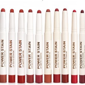12 Shade Matte Lip Crayon Set - Long Lasting, Smooth & Lightweight Lipstick. (Multi Shade)