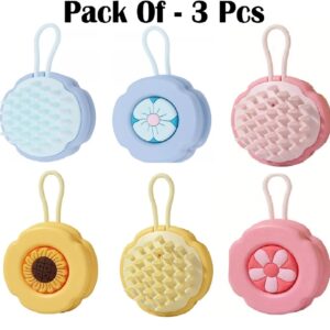 Hair Care Scalp Massager Hanging Silicone Portable and Washable Blue+Yellow+Pink