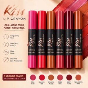 Crayon Lipstick, Kiss Lip Crayon, Hydrating Long-Wear Formula (Multicolor)