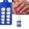100 Pcs Reusable Artificial Nail With glue Transparent (Pack of 100)